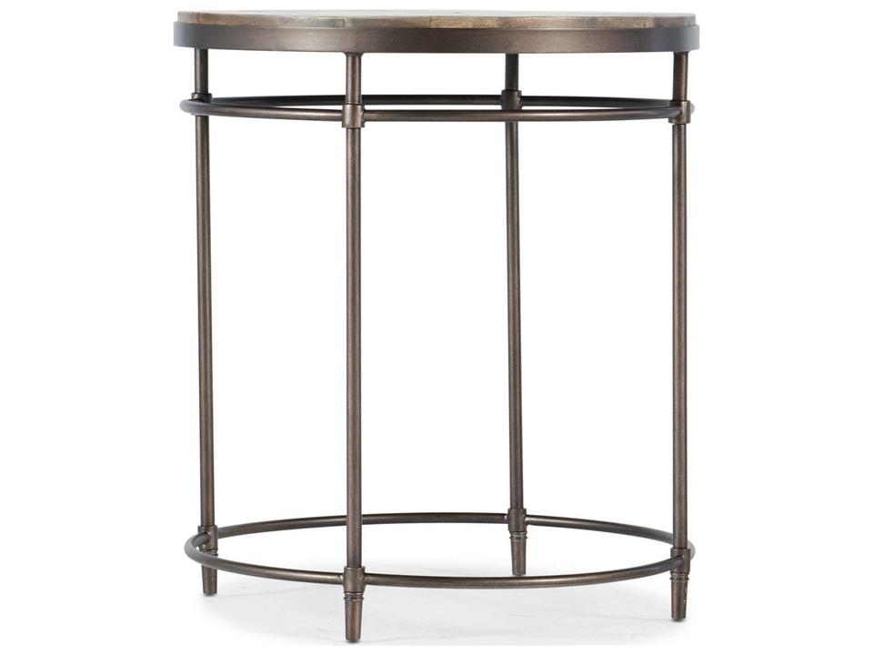 St. Armand Round End Table in Light Wood and Black