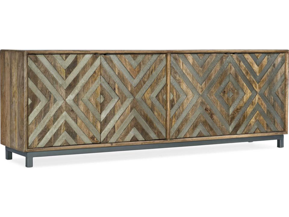 Commerce and Market Four-Door Entertainment Console Medium Wood