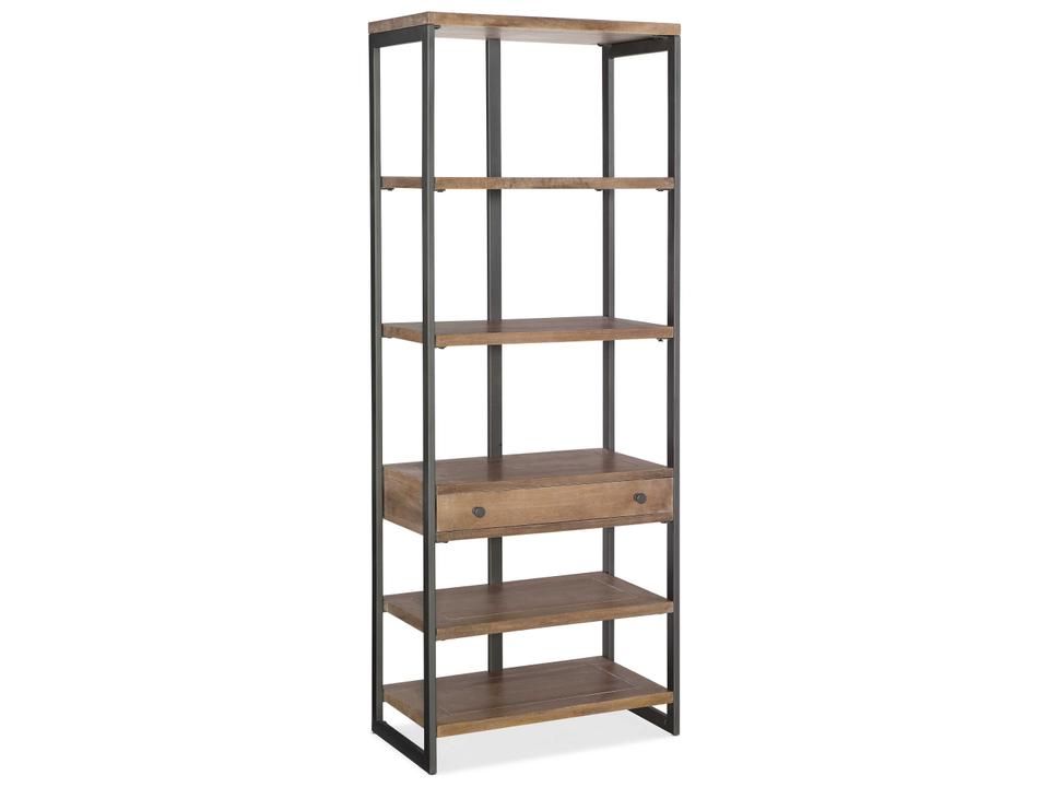 5681-10 Collection Wood and Iron Bookcase in Medium Natural Wood