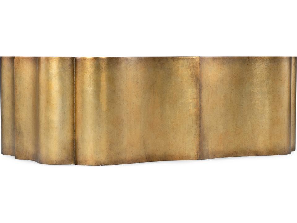 Melange Tevis Bluff Quatrefoil Coffee Table in Antique Gold