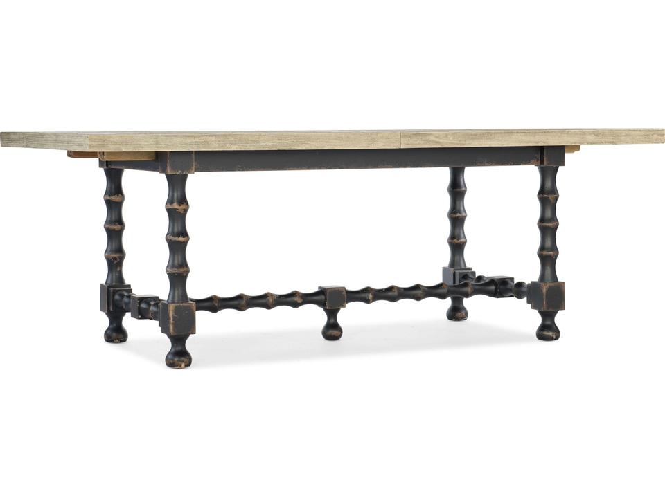 Ciao Bella 84-Inch Rectangle Trestle Dining Table Flaky White and Black