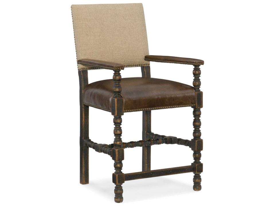 Hill Country Comfort Counter Stool in Anthracite Black with Leather Seat