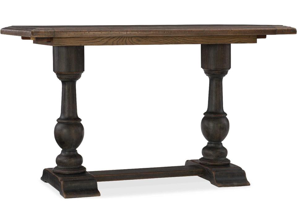 Hill Country Balcones Adjustable Height Rectangle Dining Table in Timeworn Saddle Brown