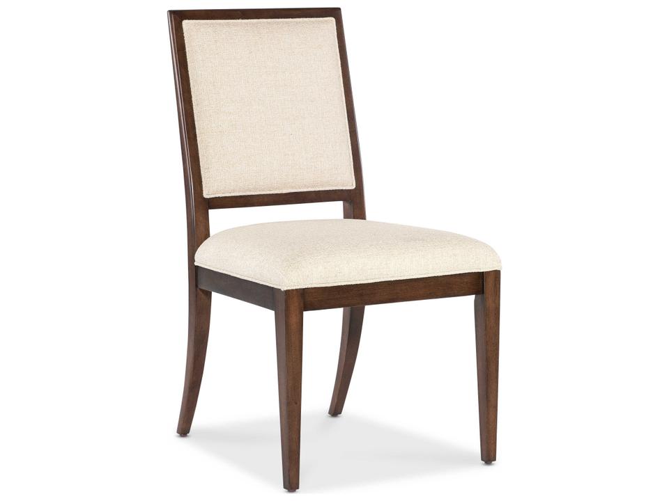 Heritage Walnut Wood Brown Upholstered Armless Dining Chair