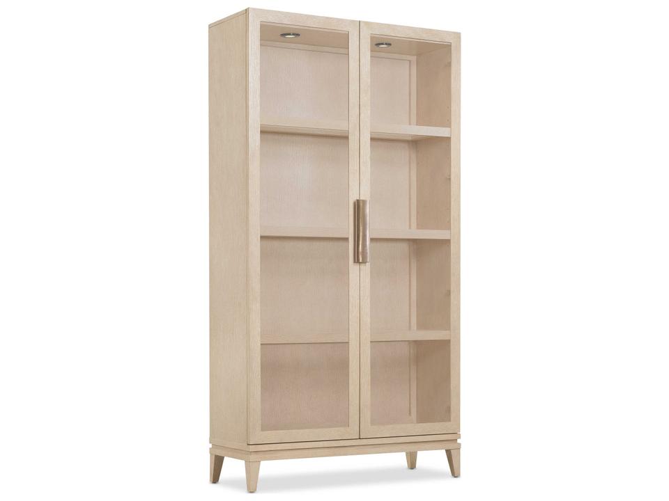 Westwood Oak Wood Display Cabinet Polished Limestone Finish