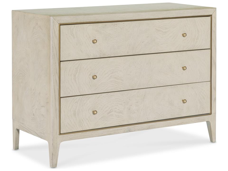 Melange Wanderlust 3-Drawer Chest in Light Greige and Gold