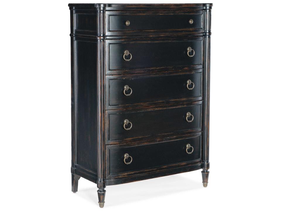 Charleston Five-Drawer Chest in Black Cherry Finish