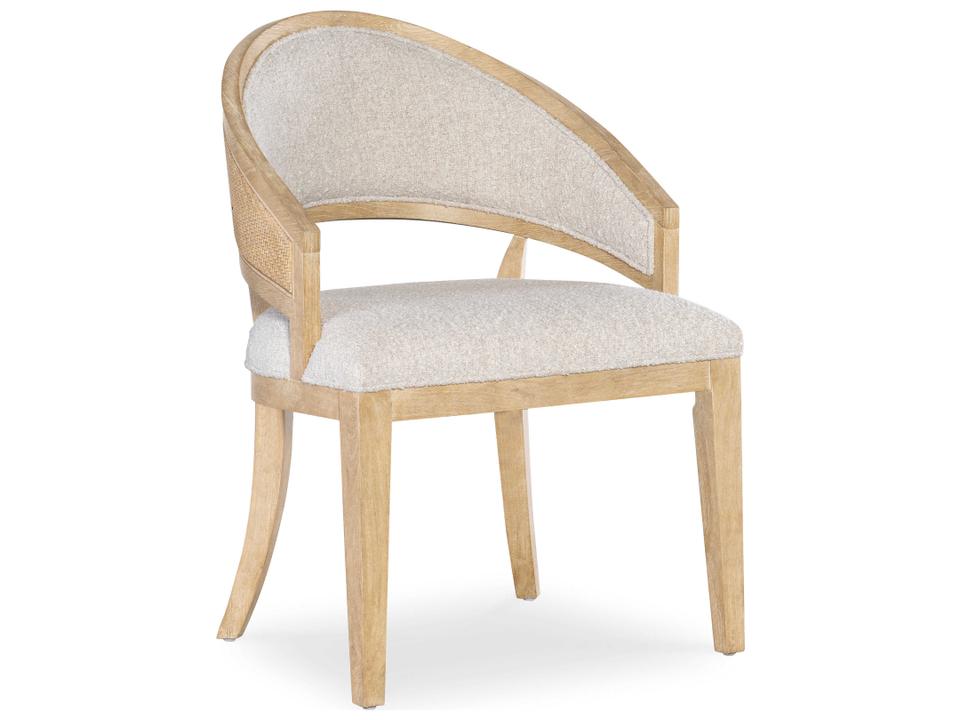 Retreat Cane Barrel Back Dining Armchair in Dune Finish with Neo Cream Fabric