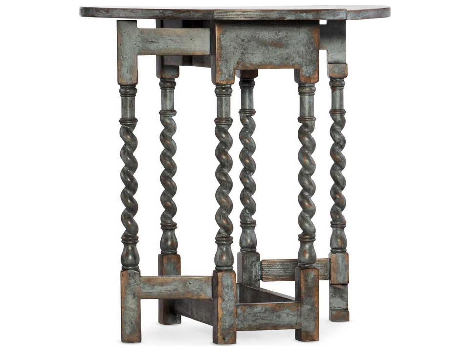 La Grange Prause Gate Leg Round Accent Table in Blue Bonnet