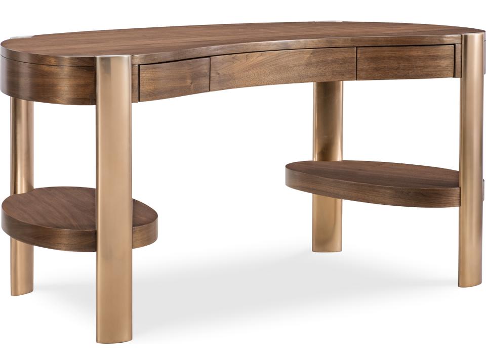 Eleana Kidney-Shaped Writing Desk in Light Caramel Walnut