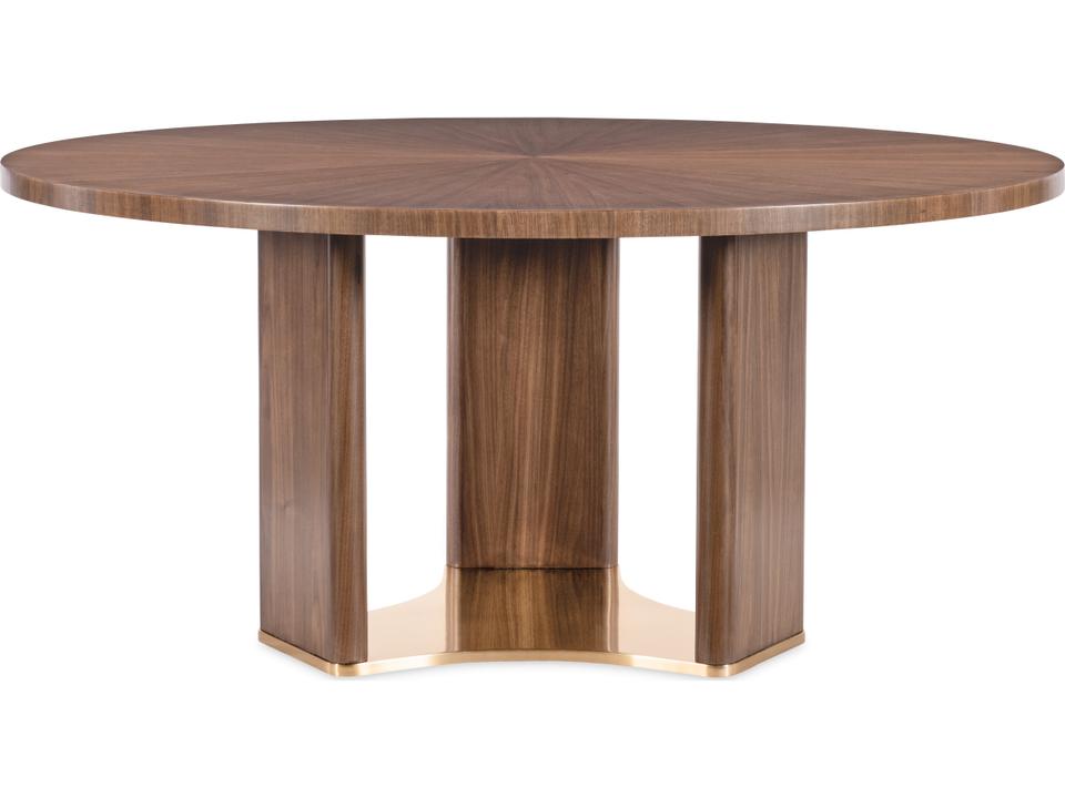 Eleana 66-Inch Round Dining Table in Light Caramel Walnut and Bronze