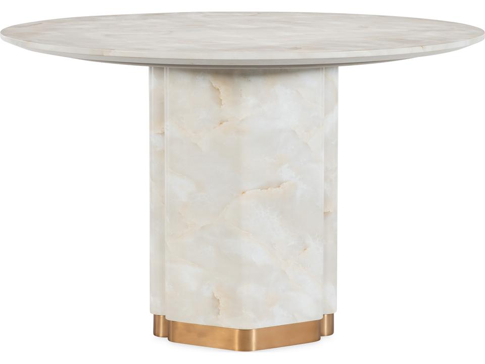 Eleana Round 48-Inch Dining Table Faux Onyx and Sunlit Bronze