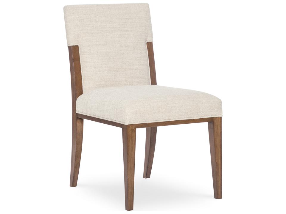 Eleana Upholstered Dining Side Chair in Light Caramel Walnut and Beige Fabric