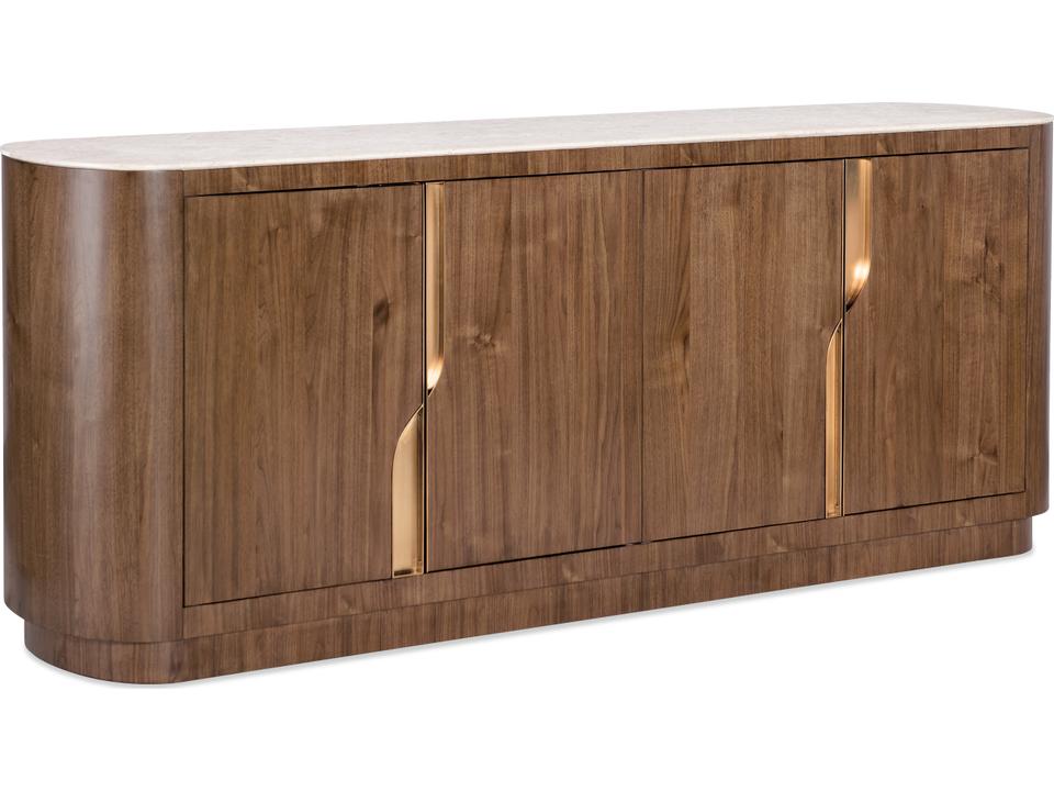 Eleana Credenza with Honed Marble Top and Walnut Veneers