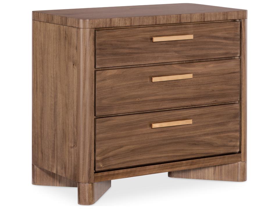 Eleana Three Drawer Nightstand Light Caramel Walnut Veneer