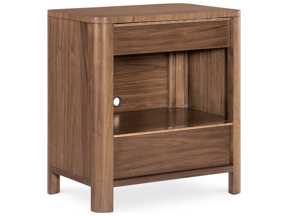 Eleana Two Drawer Nightstand in Light Caramel Walnut Veneer