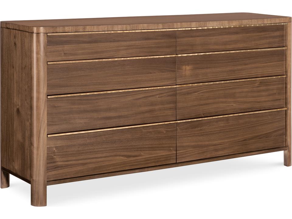 Eleana Eight Drawer Dresser in Light Caramel Walnut