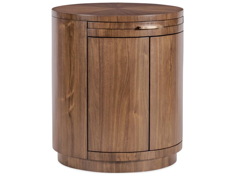 Eleana Round Nightstand with Starburst Veneer Top in Light Caramel