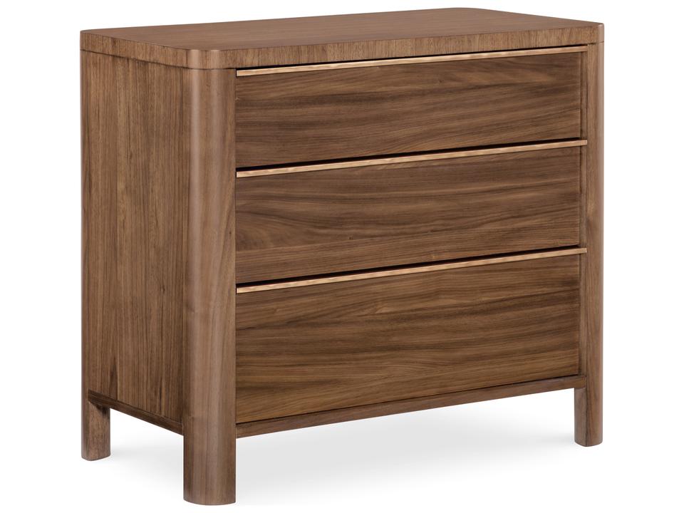 Eleana Three Drawer Nightstand in Light Caramel Walnut