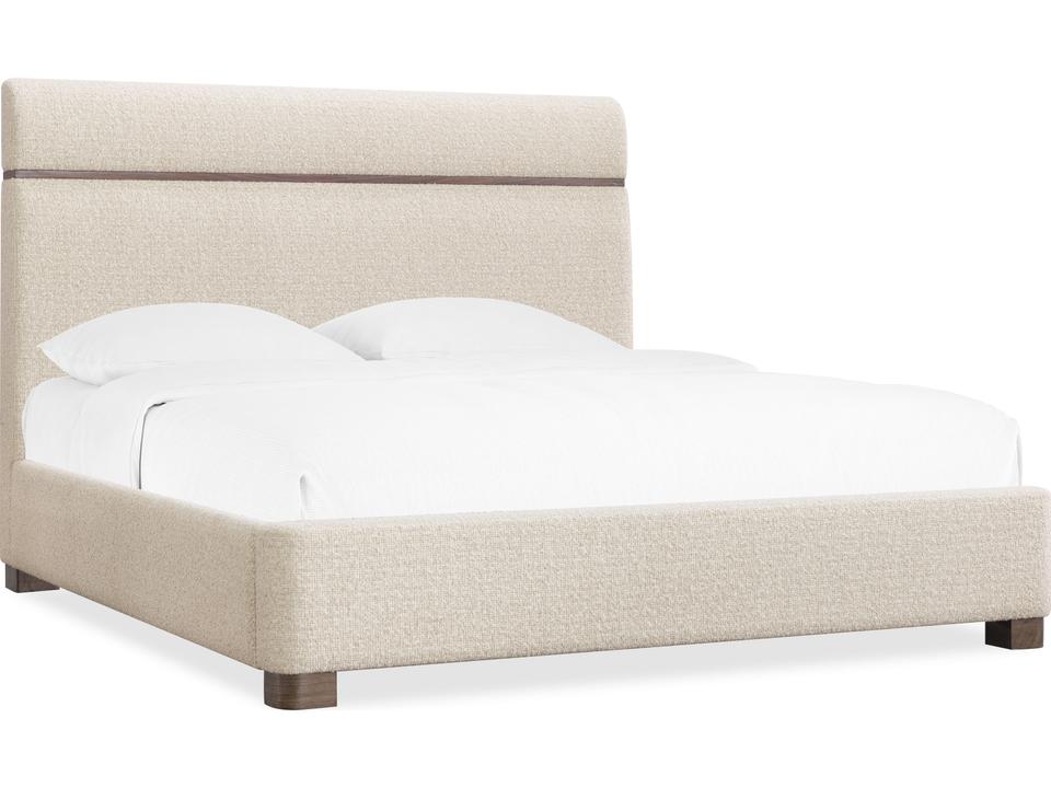 Eleana Upholstered California King Panel Bed in Light Caramel Walnut