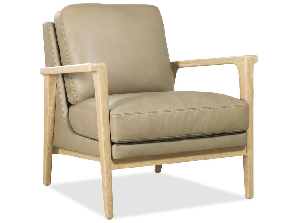 Ashland Leather Accent Chair in Majestic Toast with Light Wood Arms