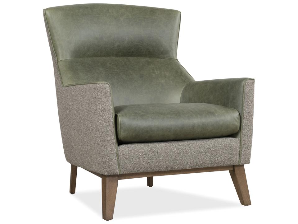 Camille Accent Chair with Flared Arms and Bustle Back Mixed Media Upholstery