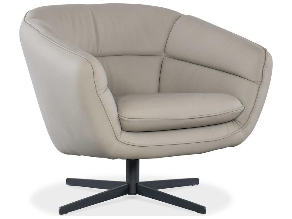 Mina Swivel Office Chair in Buckskin Beige Leather