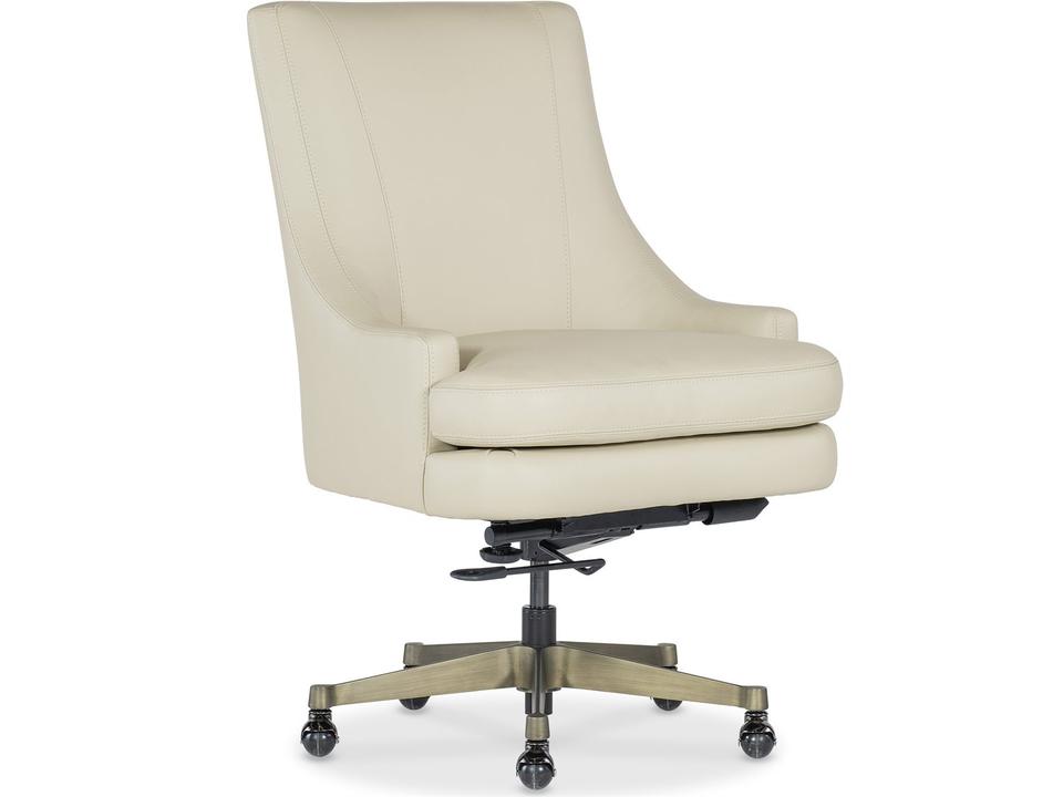 Paula Beige Leather Adjustable Swivel Tilt Executive Desk Chair