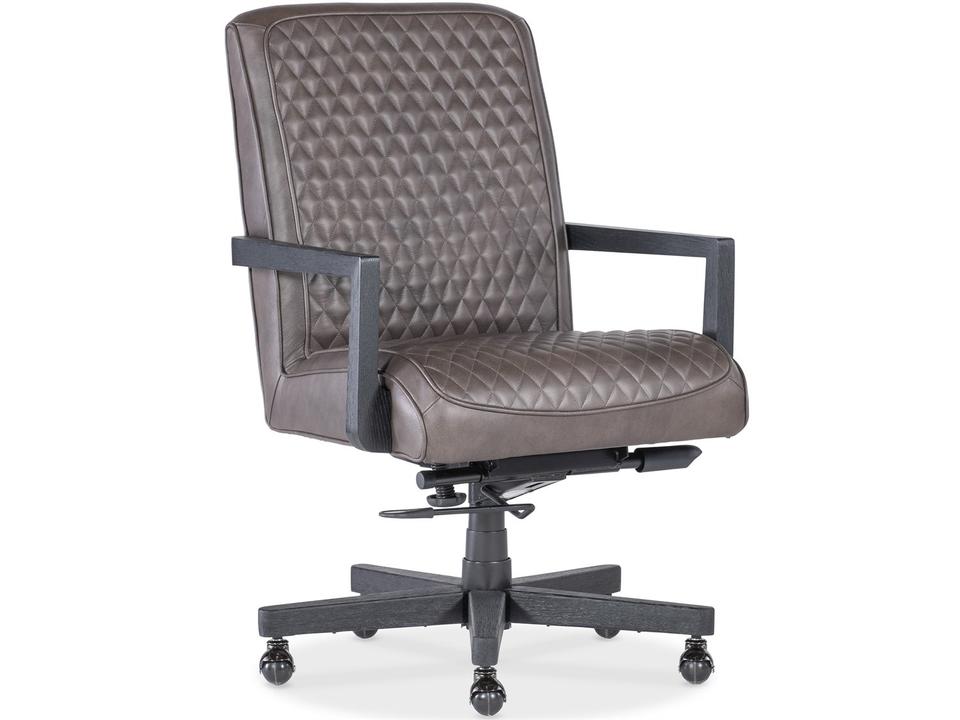 Shadow Leather Adjustable Swivel Tilt Executive Desk Chair in Dark Brown