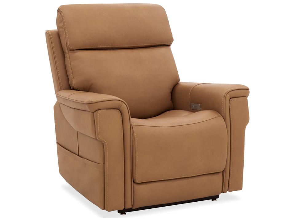 Lyra Power Lift Recliner with Adjustable Headrest and Lumbar in Sahara Havana Leather
