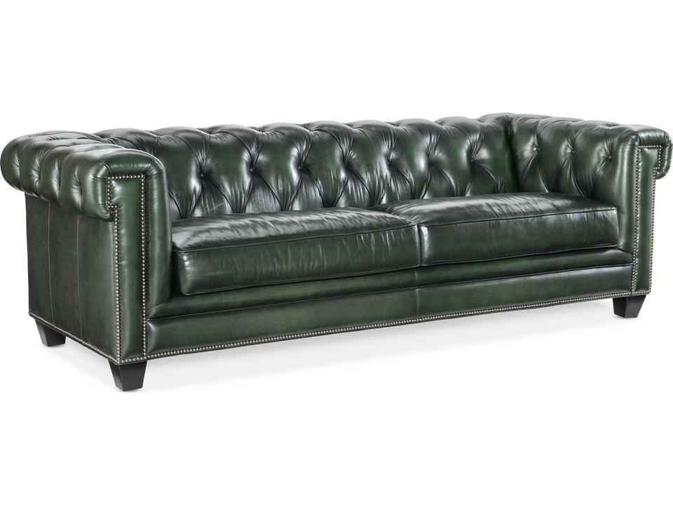 Heritage Tufted Sarzana Portal Black Green Leather Sofa