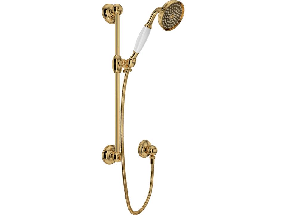 Single Function Handshower Set with 22 Inch Slide Bar in Italian Brass