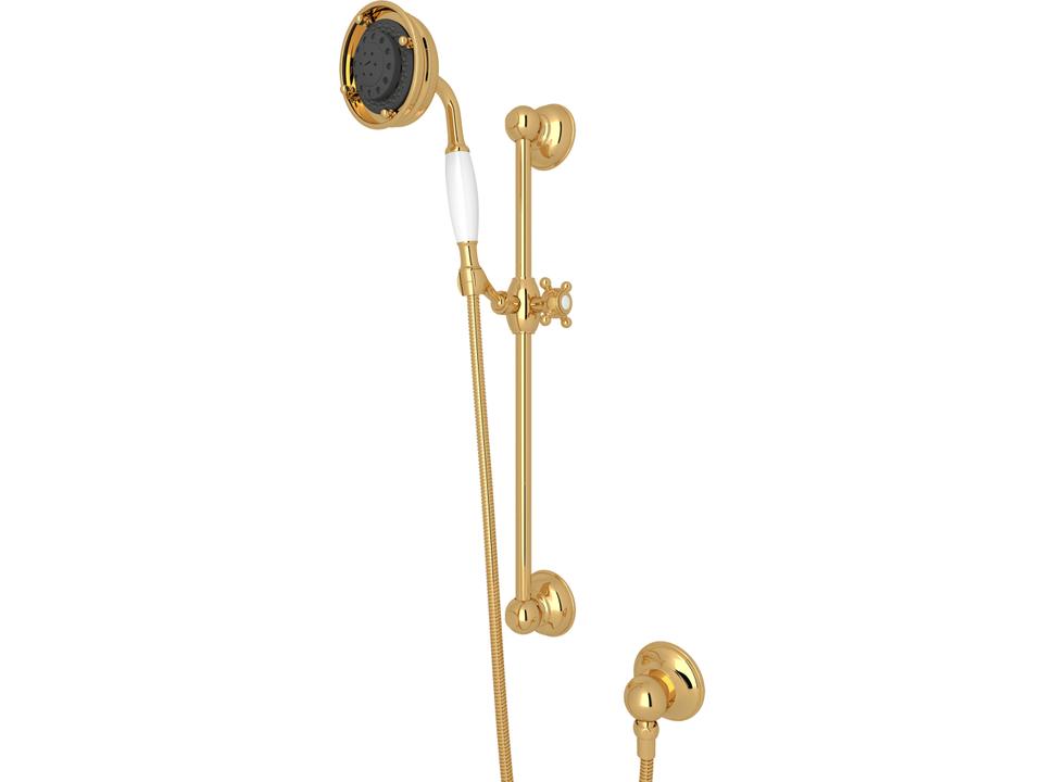3-Function Handshower Set with 22-Inch Slide Bar in Italian Brass