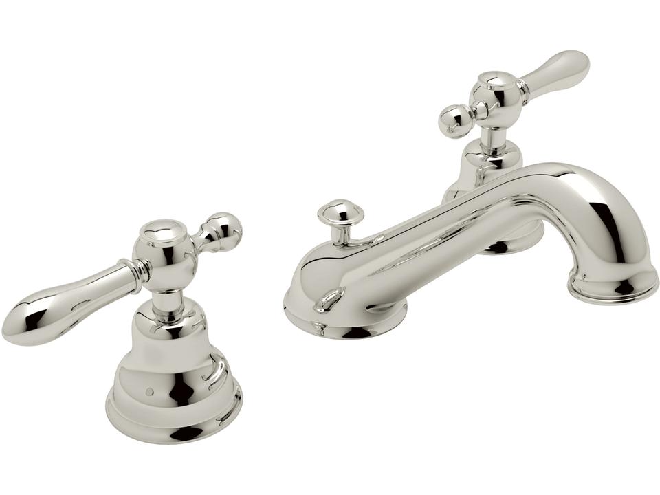 Arcana Widespread Lavatory Faucet with Metal Lever Handles Polished Nickel