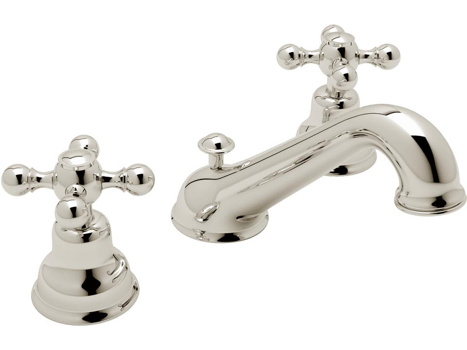Arcana Widespread Lavatory Faucet with Cross Handles in Polished Nickel