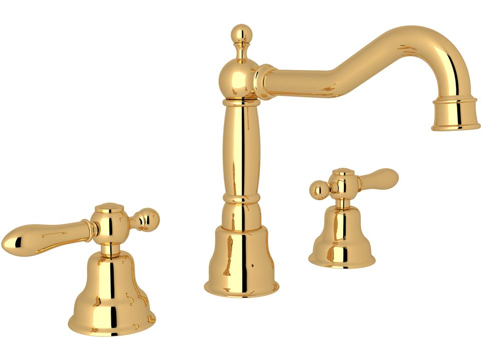 Arcana Widespread Lavatory Faucet with Column Spout in Italian Brass