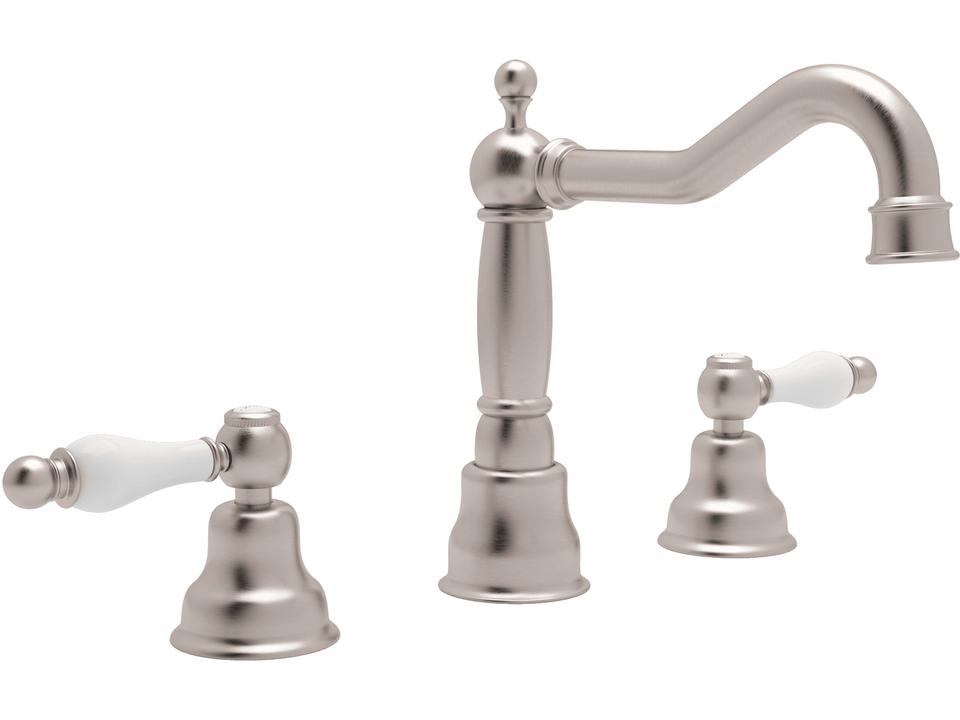 Arcana Widespread Lavatory Faucet with Column Spout in Satin Nickel