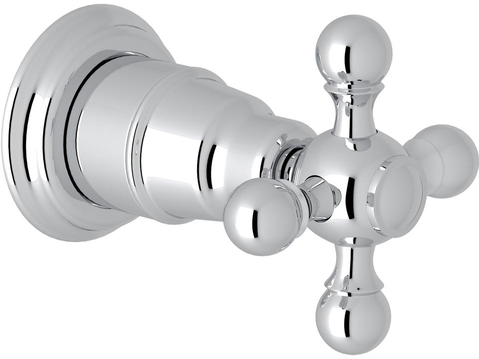 Arcana Volume Control and Diverter Trim for Thermostatic Valve in Polished Chrome with Cross Handle