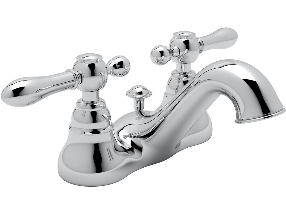 Arcana Centerset Lavatory Faucet with Metal Lever Handles in Polished Chrome