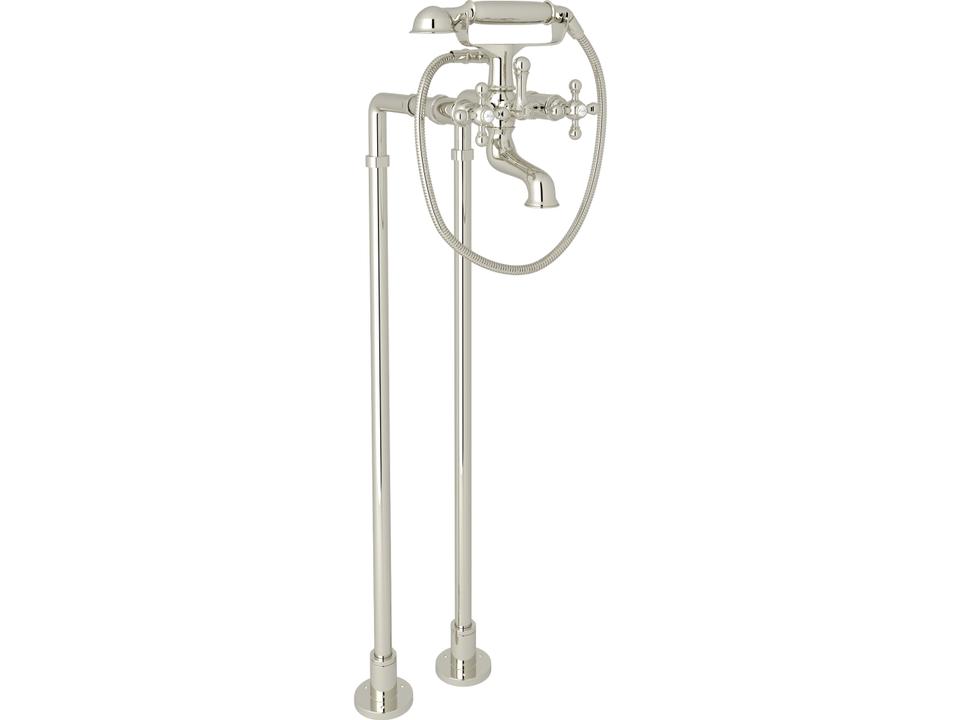 Arcana Floor Mounted Exposed Tub Filler with Hand Shower in Polished Nickel