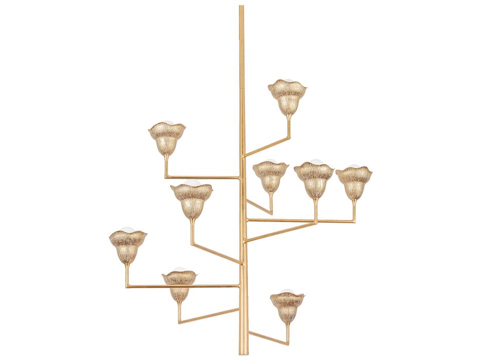 Alora 9-Light Vintage Gold Leaf Gilded Ivory Tiered Chandelier