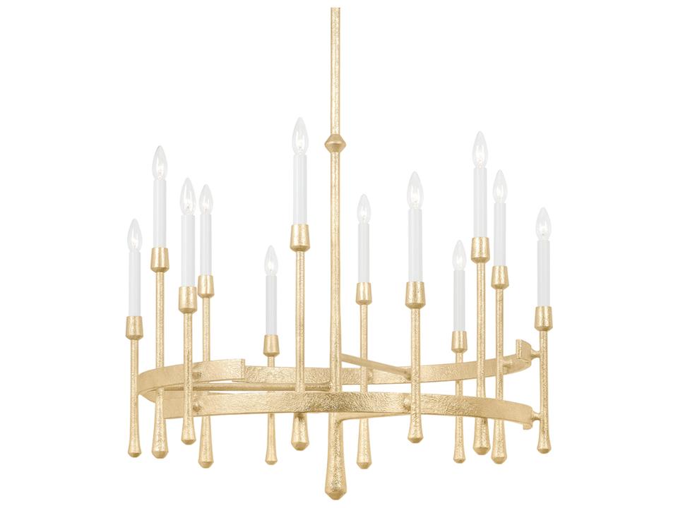12-Light Hathaway Candelabra Chandelier in Vintage Gold Leaf