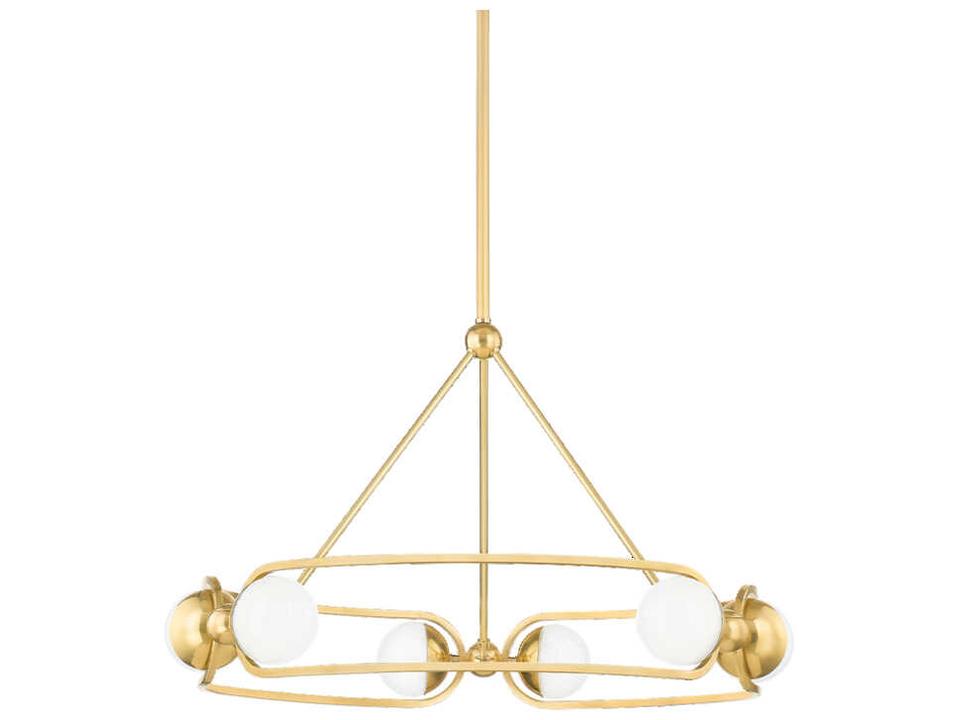 Hartford 6-Light Aged Brass Glass LED Globe Chandelier