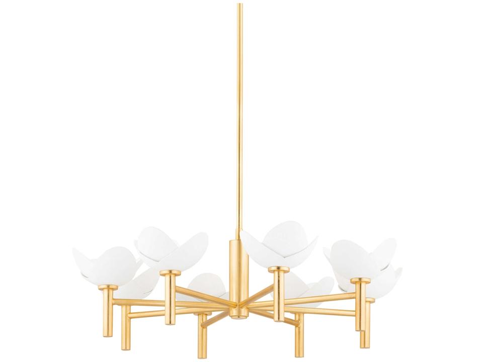 Dawson 8-Light Gold Leaf white Plaster Glass Chandelier