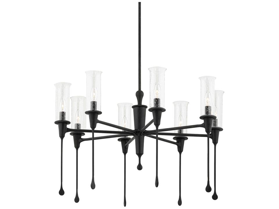 Chisel 8-Light Black Iron Clear Glass Candelabra Chandelier