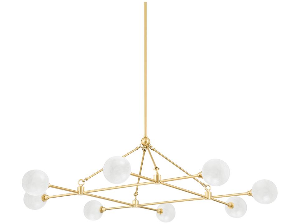 Andrews 8-Light Aged Brass Glass Globe Chandelier