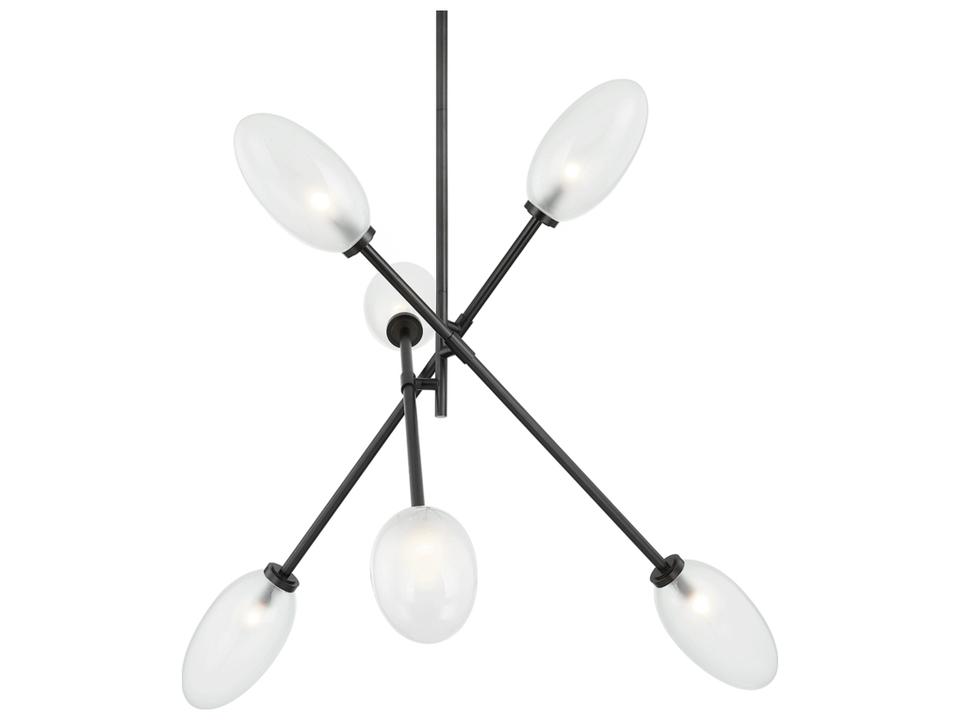 Alberton 6-Light Black Brass Glass Chandelier