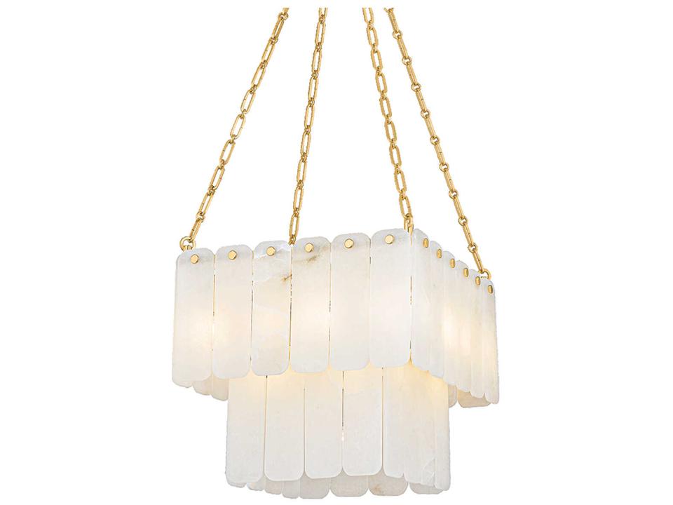 Moissanite 17-Light Tiered Chandelier in Aged Brass White Alabaster