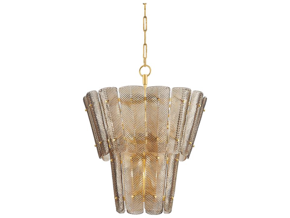 Cassian 10-Light Vintage Gold Leaf Bronze Tiered Chandelier