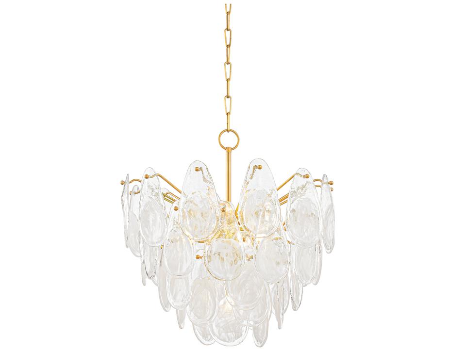 Darcia 7-Light Chandelier in Aged Brass with Glass Teardrops